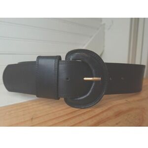 Vintage Wide Black Leather Belt Women's Size Medium The Ritz Collection